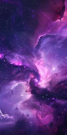 purple and blue galaxy with stars in the sky, as well as an iphone wallpaper