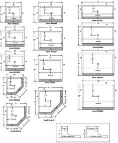 the diagram shows different types of bathtubs and their corresponding measurements for each tub