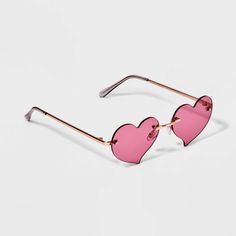 Upgrade your summer look with the Girls' Rimless Heart Sunglasses by art class™ in Pink. Rock the trendy heart-shaped, rimless design and pink lenses for a look that screams cool. The sturdy metal frame in gold, with adjustable nose pads ensures a comfy fit for endless adventures under the sun. With maximum UV protection, these shades are a must-have accessory for girls aged 10-18. Gift yourself or surprise a friend with this Girls' Rimless Heart Sunglasses from art class and own the spotlight. Trendy Heart Print Sunglasses For Valentine's Day, Trendy Valentine's Day Sunglasses With Heart Print, Trendy Pink Sunglasses For Valentine's Day, Pink Heart-shaped Sunglasses With Mirrored Lenses, Heart-shaped Sunglasses For Summer, Adjustable Heart Shaped Sunglasses For Summer, Adjustable Heart-shaped Sunglasses For Summer, Trendy Heart-shaped Sunglasses For Spring, Trendy Adjustable Heart-shaped Sunglasses