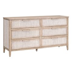 an image of a white dresser with baskets on the top and bottom drawer drawers in front