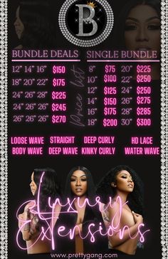 Bundle Price List, Hair Price List, Hair Websites, Salon Price List, Hair Extension Brands, Hair Business Cards, Template Black, Hair Logo, Successful Business Tips