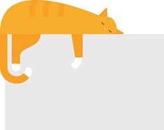 an orange cat laying down on top of a white board with its head over the edge