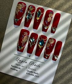 Cambodian New Year, Bright Acrylic Nails, Engagement Nails, Stone Nail Art, Witchy Nails