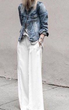 Modern Elegance White Pants Outfit, Looks Jeans, 60 Fashion, White Pants, Chic Outfits