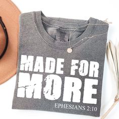 Our handmade Christian t-shirts are crafted from the highest quality materials for an ultra-soft and comfortable wear. Our trendy Christian shirts ship the same or next business day and are printed using an eco friendly water based ink that is not only safe for you but also safe for the environment! 💖  Bold and Bloom Co. offers trendy items for any occasion! Our shirts are crafted from the highest quality materials for ultra-soft and comfortable wear. Most importantly, all of our items are prin Inspirational Crew Neck Shirt With Relaxed Fit, Inspirational Cotton Crew Neck Shirt, Inspirational Crew Neck Cotton Shirt, Inspirational Long Sleeve Cotton T-shirt, Inspirational Crew Neck Top As Gift, Soft-washed Crew Neck T-shirt As Gift, Trendy Items, Christian Tshirt, Bible Verse Shirt