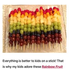 there are many different fruits on the skewers