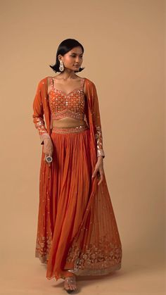 Introducing our luxurious fire orange palazzo suit, tailored from the finest georgette fabric. This elegant ensemble features a stunning combination of mirror, sequins, zari, cut dana, abla, and rhinestones, all intricately embroidered onto the fabric to create a truly exquisite look. Fire Orange, Palazzo Suit, Dressing Style, Muslin Fabric, Orange Fabric, Georgette Fabric, Sequins Embroidery, Blouse Styles, Full Sleeve