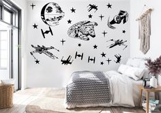 star wars wall decals in a bedroom