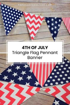 red, white and blue bunting flags with polka dots on them