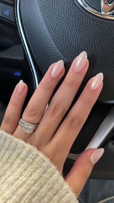 Hailey Bieber Chrome Nails, Hailey Bieber Chrome, Fine Nails, Hoco Nails, Engagement Nails, Her Nails, Pearl Nails, Almond Acrylic Nails, Homecoming Nails