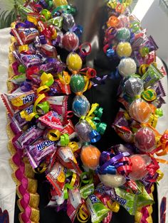 a wreath made out of candy and candies