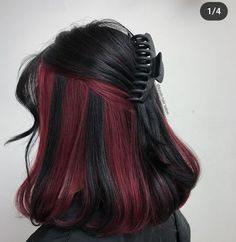 Under Hair Dye, Half Dyed Hair, Peekaboo Hair Colors, Black Red Hair, Hair Color Underneath, Red Hair Inspo, Peekaboo Hair, Black Hair Dye