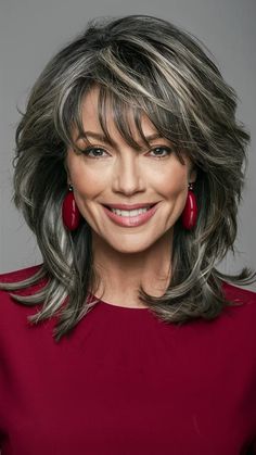 39 Layered Haircuts for Women Over 50: Modern, Chic Medium-Length Styles for Thin, Thick, and Gray Hair Permed Layered Hairstyles, Choppy Layers With Bangs, Very Layered Hair Medium, Very Layered Hair, Layered Hair Medium, Haircut 2025, Celebrities Hairstyles