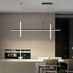 Minimalist Long Strip Three Step Dimming Stepless Dimmable Kitchen Pendant Lighting Ceiling Lights - Dazuma Hanging Lights Living Room, Dining Table Chandelier, Modern Led Chandelier, Nordic Lamp, Indoor Chandelier, Pendant Light Styles, Art And Fashion, Aesthetic Style, Dining Lighting