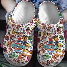 Paw Patrol Cartoon White Color Clogs Shoes Casual Multicolor Clogs With Rubber Sole, Casual Closed Toe Clogs With Rubber Sole, Non-slip White Clogs For Spring, White Non-slip Clogs For Spring, Casual Non-slip Synthetic Clogs, Comfortable Multicolor Synthetic Clogs, Non-slip Synthetic Closed Toe Clogs, Casual Synthetic Closed Toe Clogs, Casual Closed Toe Synthetic Clogs