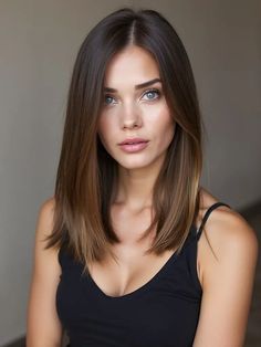 30 Medium-Length Straight Haircuts That You’ll Love to Try Right Now Brunette Bob Straight Hair, Medium Length Hair For Oval Face, Brunette Straight Haircut, Medium Length Hair For Fine Hair, Fine Brunette Hair, Medium Length Haircut Without Layers, Medium Length Hair Styles Straight, Brown Hair Cuts Medium Layers, Brunette Layered Hair Medium