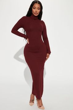 Fashion Nova Outfits Dresses, Long Bodycon Dress Outfit, Extra Fits, Ribbed Dress Outfit, Long Sleeve Dress Outfit, Long Sleeve Dress Red, Jodie Joe, Yodit Yemane, Long Fall Dresses