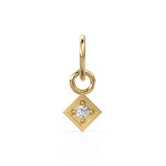 Round Diamond Petite Solid Yellow Gold Charm Pendant, high end gold charm finding for your high end project! Stamped "14k or 18k"! Diamonds: 1pc, 3.50x1.50mm (0.05 cts.) Dimensions: 9mm x 5.65mm approx. Weight: 0.45g (14k) 0.55g (18k) MATERIAL: 14k or 18k Solid Yellow Gold, Genuine Natural diamonds * Please note that Gold orders are made to order in your choice of Gold KT / Color & Beads drilled to choice so please look at handling time carefully before placing orders. * All findings made in Gold come with Real Diamonds / Gemstones and Silver findings come with CZ  (Cubic Zirconia) not diamonds. * Photos are taken with macro lens. Please refer to the size mentioned in the description carefully. * Returns & Shipping 1. Everything is handcrafted made-to-order so please look at handling time Luxury 14k Yellow Gold Charms, 14k Gold Charms Fine Jewelry, 14k Gold Charms In Fine Jewelry Style, Elegant Gold Charms, Tarnish Resistant, Elegant Gold Charms Tarnish Resistant, Yellow Gold Charms For Gifts, Fine Jewelry, Luxury Yellow Gold Charms For Anniversary, Yellow Gold Jewelry With Dangling Charms For Anniversary, Luxury Yellow Gold Pendant Charms