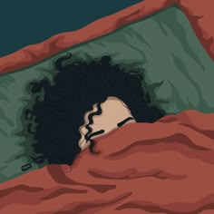 an illustration of a person laying in bed with their head on the pillow and covering his face