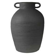 a large black vase is shown on a white background with clippings to the bottom