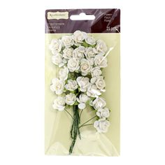 a package of white artificial flowers