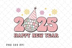 happy new year's card with the number 2055 and a party hat on top