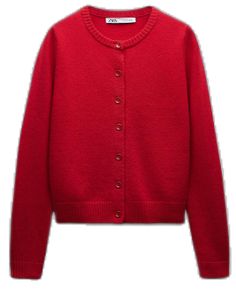 Cashmere Workwear Sweater In Red, Formal Winter Sweater With Button Cuffs, Formal Winter Cardigan With Buttons, Red Wool Sweater For Work, Red Wool Sweater For Workwear, Red Button-up Cardigan For Winter, Red Wool Cardigan For Fall, Elegant Red Cardigan For Fall, Zara Winter Button-up Sweater