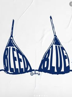 two bras with the word bleed on them are drawn in blue and white ink