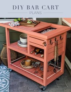 the diy bar cart plans are easy to build and can be used as a kitchen island