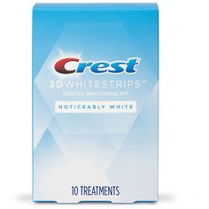 Crest 3D Whitestrips, the #1 dentist-recommended at-home teeth whitening brand. Get a brighter, whiter smile in just 10 days with Crest 3D Whitestrips Noticeably White. This 30-minute teeth whitening treatment makes it easy to whiten teeth without leaving the house. Using the same enamel-safe whitening ingredient dentists use, you can get noticeably whiter teeth. Plus our comfortable, no-slip grip technology helps the whitening strips stay put, so you can talk and drink water while whitening Whitening Strips, Whiter Teeth, Loose Tooth, Teeth Whitening Strips, Tooth Sensitivity, White Smile, Whitening Kit, Teeth Whitening Kit, Natural Teeth