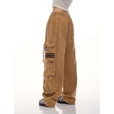 Hip-Hop Straight-Leg Cargo Pants  Material: 100%Cotton  Size: M, L, XL, 2XL Color: Brown, Black  Season: Spring, Fall,   Occasion: Leisure, Outdoor, Daily, Vacation, Fall Outfits Brown Casual Pants With Multiple Pockets, Baggy Brown Cargo Jeans, Baggy Brown Casual Cargo Jeans, Casual Brown Pants With Multiple Pockets, Casual Brown Parachute Pants With Belt Loops, Baggy Brown Bottoms With Multiple Pockets, Brown Baggy Cargo Jeans, Brown Wide Leg Sweatpants With Pockets, Brown Casual Bottoms With Multiple Pockets