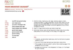 a recipe for breakfast sausage is shown on the menu