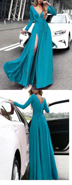 Blue Long Evening Dress women 2019 Evening Party Dress Long, Attractive Dresses, Prom Dresses Simple, Dress Long Sleeves, Beautiful Prom Dresses, Party Dress Long Sleeve, Popular Dresses, Women's Evening Dresses, Cheap Prom Dresses