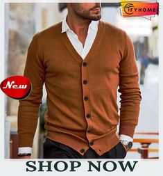 Men's Sweater Cardigan Sweater Ribbed Knit Cropped Knitted Solid Color V Neck Basic Stylish Outdoor Daily Clothing Apparel Winter Fall Green Black S M L Brown Long Sleeve V-neck Sweater For Winter, Brown Button-up Sweater For Layering, Winter Button-up Sweater For Layering, Button-up Sweater For Winter Layering, Winter Long Sleeve V-neck Sweater With Buttons, Fall Green, Knit Crop, Cardigan Tops, Clothing Apparel