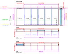 an architectural drawing shows the interior and exterior sections of a building with different types of windows