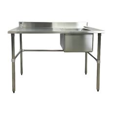 a stainless steel sink with two compartments on each side and one drawer at the bottom