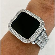 Apple Watch Band White Gold 38 40 41 42 44 45mm Swarovski Crystals & or Baguette Lab Diamond Bezel Case Cover Bling Luxury Silver Apple Watch Band, Bezel Band, Mens Bling, Gold Apple Watch, Ceramic Watch, Gold Apple, Apple Watch Case, Apple Watch Accessories, Candy Apple