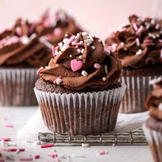 cupcakes with chocolate frosting and sprinkles