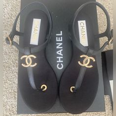 Classic And Hard To Find. Brand New, Authentic. Personally Bought In Store. Comes With Dust Bag, Box And Receipt. Gold Cc Logo Leather Sandal Size 37.5 Chanel Slides, Dad Sandals, Chanel #1, Low Heel Flats, Shoes Chanel, Chanel Chain, Chanel Sandals, Chanel Logo, Jelly Sandals