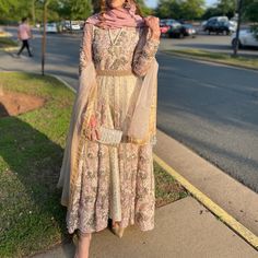 Had Purchased It For A Wedding But Never Got A Chance To Wear It. Looks Very Beautiful In Person! Did Not Come With A Pajama. There Are Some Loose Threads Because The Dress Is Loaded With Heavy Bead Work. Has Some Scuff Marks Around The Neck Of The Dress. This Is Exactly How I Received The Dress. I Have Never Worn It. Nonetheless, It’s A Stunning Dress! Fancy Indian Wear For Weddings And Festivals! Accepting Reasonable Offers Elegant Maxi Length Churidar For Reception, Elegant Embellished Purple Anarkali Set, Embellished Maxi Length Dupatta For Wedding, Embellished Maxi Length Salwar Kameez For Wedding, Bollywood Style Long Embellished Gown, Wedding Maxi Length Embellished Salwar Kameez, Purple Embellished Floor-length Anarkali Set, Embellished Churidar For Wedding With Traditional Drape, Embellished Purple Anarkali Set In Georgette