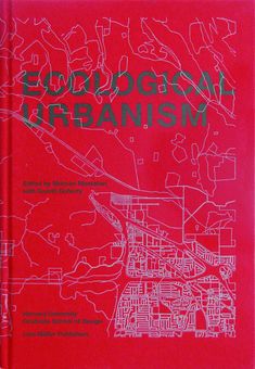 a red book with black writing on the front and back cover that reads, ecologon urbanism