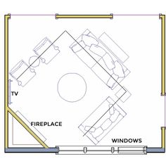 the floor plan for a fire place