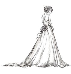 a drawing of a woman in a wedding dress