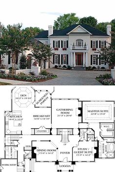 two story house plans with an open floor plan for the front and back of the house