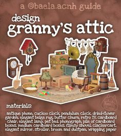 an info sheet describing the design of granny's attic materials for furniture and decor