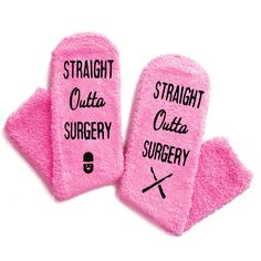 AFTER SURGERY SOCKS: The light pink fuzzy socks feature the phrase "STRAIGHT OUTTA SURGERY" and are made with soft, moisture-wicking material that provides excellent comfort for your feet. SIZE & MATERIAL: These fuzzy socks are made of plush coral fleece, providing ultimate comfort and warmth. Designed to fit women's shoe sizes 6-10. Our fuzzy socks also feature black non-slip soles, ensuring your safety on wood and tile floors. CUPCAKE PACKAGING: To ensure easy transportation, they are not asse Pink Fuzzy Socks, Monkey Food, Surgery Recovery Gift, Wine And Pizza, Cupcake Packaging, Recovery Gifts, Christmas Wedding Gifts, Surgery Recovery, Get Well Soon Gifts