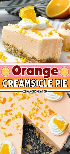 Omg! You are going to love this silky and smoothe Orange Creamsicle Pie! It's the ultimate jello pie recipe made with orange jello gelatin and cream cheese. Orange Creamsicle Pie Jello, Easy Cold Pie Recipes, Chocolate Orange Pie, Frozen Pies Recipes Desserts, Easy Summer Pies, Refrigerator Pies Recipes, Beach Deserts, Orange Jello Recipes, Cold Pie Recipes