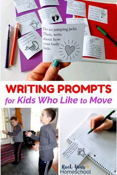 writing prompts for kids who like to move with the help of homeschool