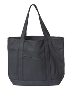 XL Zippered Boat Tote - BLACK / BLACK - OS | Liberty Bags XL Zippered Boat Tote Bag in Black | Canvas Black Canvas Bags With Large Capacity, Black Canvas Bag With Large Capacity For Daily Use, Black Shoulder Bag With Double Handle And Pockets, Black Rectangular Canvas Bag With Large Capacity, Large Capacity Black Canvas Shoulder Bag, Black Tote Shoulder Bag With Pockets, Large Capacity Black Canvas Bag, Black Canvas Shoulder Bag With Pockets, Black Rectangular Shoulder Bag With Pockets