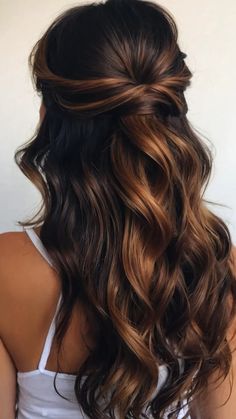 15 Cute and Easy Hairstyles for Every Occasion 45 Simple Curled Hairstyles For Long Hair, Easy Partial Updos For Long Hair, All Down Bridesmaid Hair, Hairdos For Long Hair Formal, Formal Hair Down Long, Easy Formal Hairstyles For Medium Hair, Chic Hairstyles For Long Hair, Easy Formal Hairstyles For Long Hair, Hairstyles Hot Weather